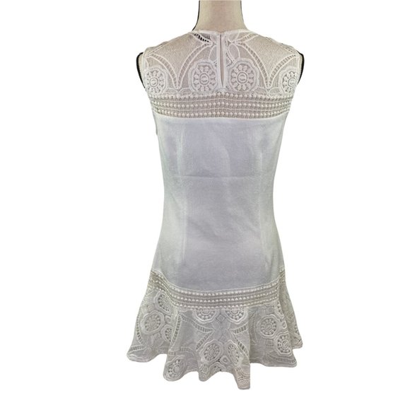 ENGLISH FACTORY WHITE LACE SLEEVELESS A LINE MINI DRESS MEDIUM - Picture 9 of 13